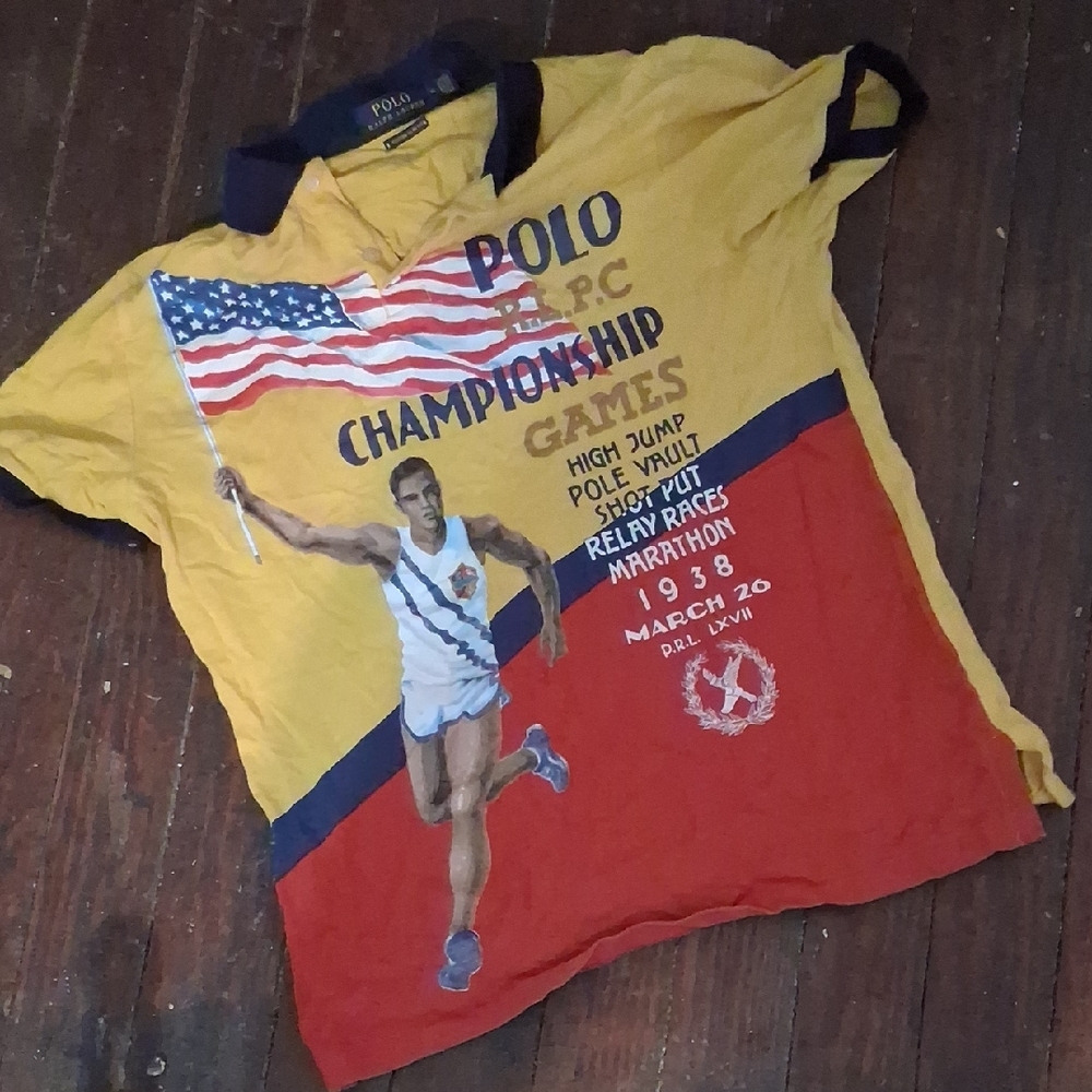 Polo by Ralph Lauren Yellow and Red Graphic Polo Shirt